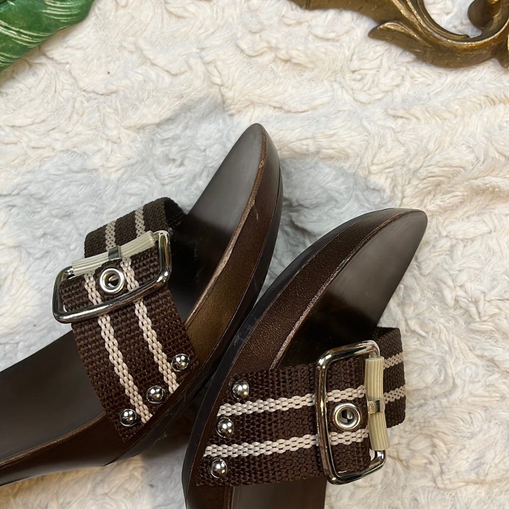 Vintage 90s Y2K LEI Brown Heel Sandals Shoes - Picture 7 of 10